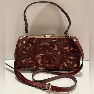 Patricia Nash Bovino Cut Out Tooled Leather Shoulder Bag